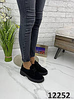 Женские туфли Diana на шнурках черные натуральная замша