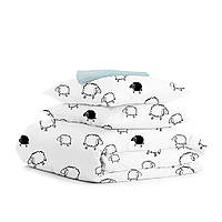 Комплект полуторного постельного белья Cosas SHEEP DARK BLACK Ранфорс 160х220 см Белый Голубо KB, код: 7714651