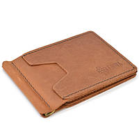 Кожаный зажим для денег ручной работы светло-коричневый RBc-hold-001 TARWA OS, код: 7821172