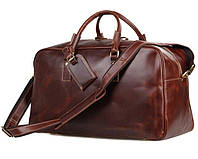 Велика зручна шкіряна дорожня сумка англійський стиль 7156LB 51 × 23 × 30.5 Темно-коричневі GL, код: 6832880