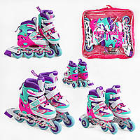 Дитячі ролики для дівчинки з м'яким черевиком і регулюванням розміру 25400-S Best Roller розмір 30-33 PU зі