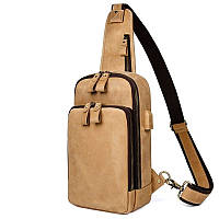 Кожаный рюкзак на одно плечо слинг JD4024B John McDee Рыжий ES, код: 8345291