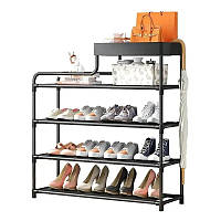 Полиця для взуття стелаж Shoe RACK 5 ярусів металева Чорна