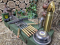 Набор раскладных шампуров из пулеметных гильз 12.7 мм. в деревянном кейсе