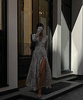 Женское летнее длинное платье на запах из ткани софт с зебровым принтом размер универсальный 42-46
