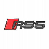 Эмблема шильдик логотип значок RS5 багажника Audi (Ауди) 110*31мм (Черный+красный) (8T08537402ZZ,