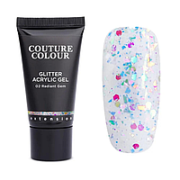 Акрил-гель Couture Colour Acrylic Gel Glitter 02 Radiant Gem прозрачный со средними цветными блестками 30 мл