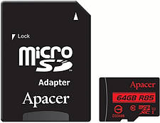 Карта пам'яті для домофону microSDXC Apacer 64 GB class 10 UHS-1, фото 3
