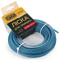 Ліска для тримера армована пила Ø3.0мм 15м нейлонова блакитна СИЛА