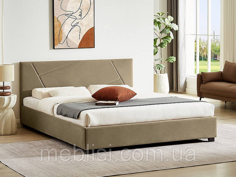 Ліжко бежеве з нішею 140 COLUMBIA VELVET 140X200 tap.28 (Польша Signal)