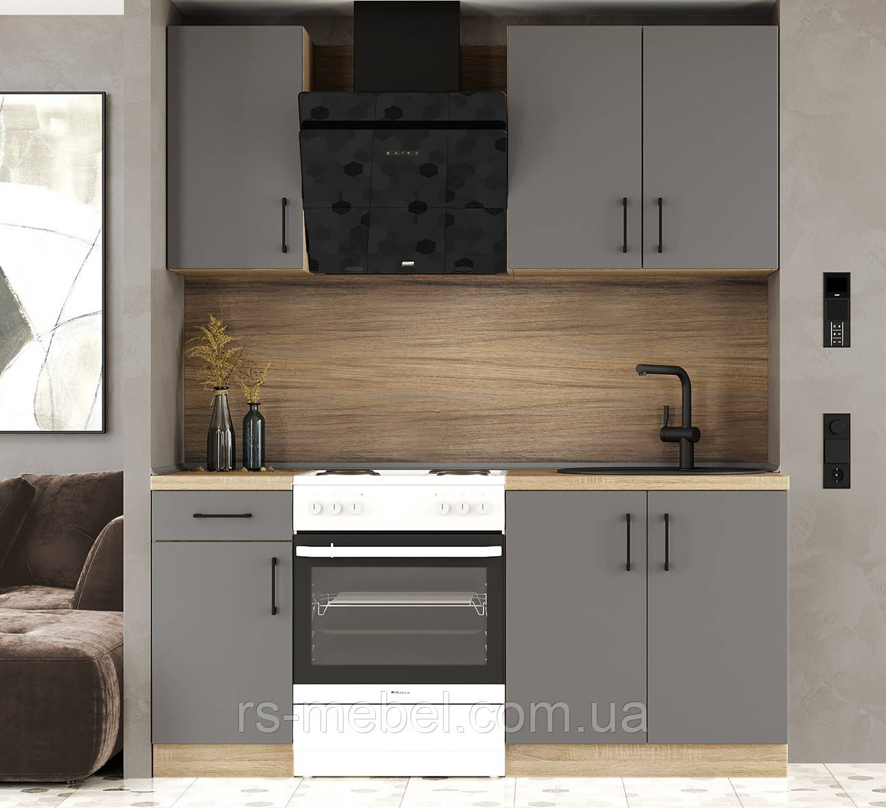 Кухня К-1 (1,8 м/пог.) графіт (Еверест), фото 1