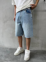 Чоловічі стильні широкі джинсові шорти сині багі baggy