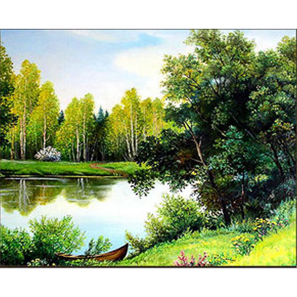 Алмазна вишивка пейзаж природа Літо в лісі повна викладка 30*40см мозаїка круглі стрази Strateg GM80244 Картина з страз