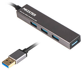 Хаб USB 2.0, 4 порти, без блока живлення Maxxter HU3A-4P-02 — MegaLavka