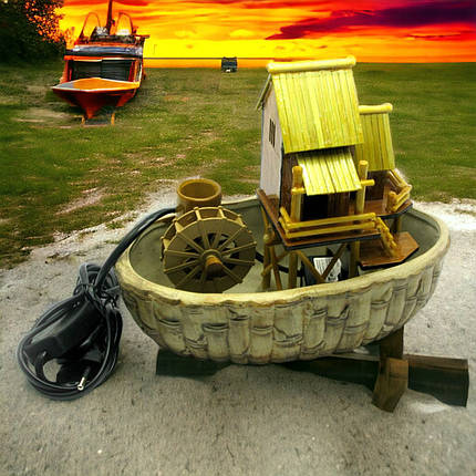 Декоративний фонтан настільний 22.5х19х13 см насос з підсвіткою, фото 1