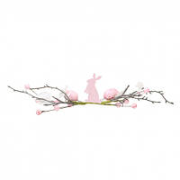 Декоративная пасхальная веточка с крашенками и кроликом Elisey 28 см розовый (5004-026)