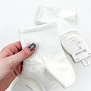 Жіночі білі бавовняні шкарпетки середні (резинка рубчик) Золото, фото 2