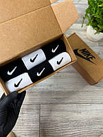 Короткі жіночі шкарпетки Nike/найк — Білі та Чорні (найк) Подарунковий набір у коробці 6 пар розмір 36-40