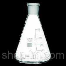 Колба мірна скляна 500 мл з притертою горловиною та друкованою шкалою. Україна, фото 1