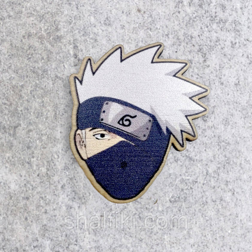 "Какаши Хатаке голова (Наруто / Naruto)" брошка дерев'яна з уф-друком