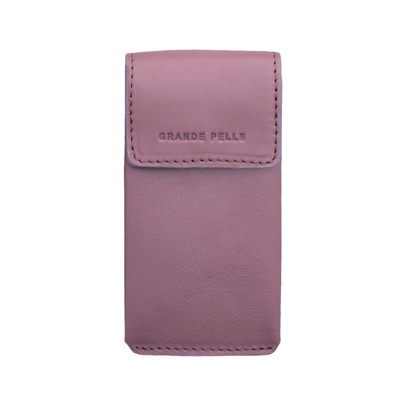 Чохол для ключів шкіряний з натуральної шкіри Grande Pelle рожева жіноча ключниця на кнопці для дівчини