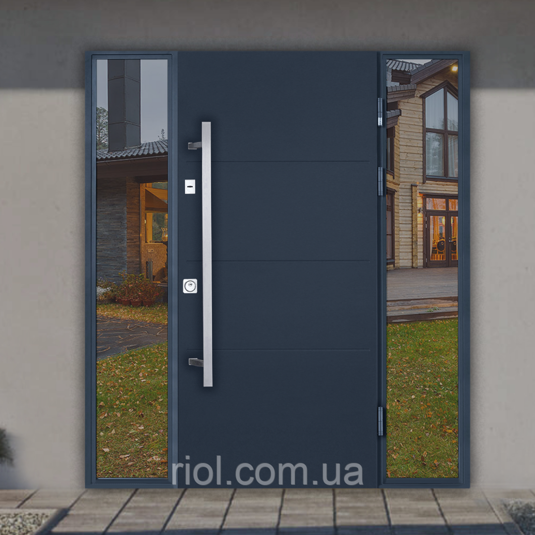 Вхідні нестандартні двері з терморозривом Palermo 160-180 FRAME Фанера, фото 1