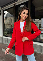 Женский пиджак классический удлиненный двубортный в размерах 42-46 на подкладке на пуговицах свободный