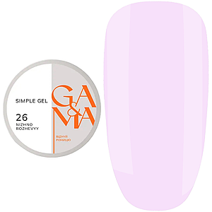 Гель для нарощування GaMa Simple Gel №026 Nizhno Rozhevyy, 15 мл ніжно-рожевий