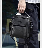 Чоловіча сумка через плече Weixier Барсетка Чоловіча сумка для документів Чорна, фото 4