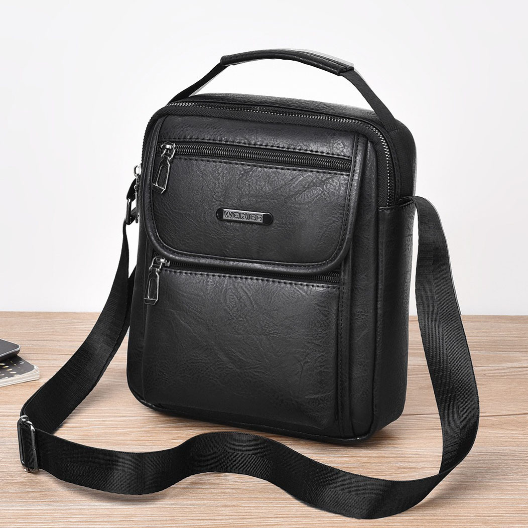 Чоловіча сумка через плече Weixier Барсетка Чоловіча сумка для документів Чорна, фото 1