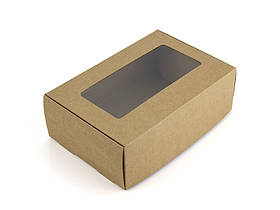 Коробка з віконцем 180*120*80 крафт, 100 шт/уп, 500 шт/ящ.