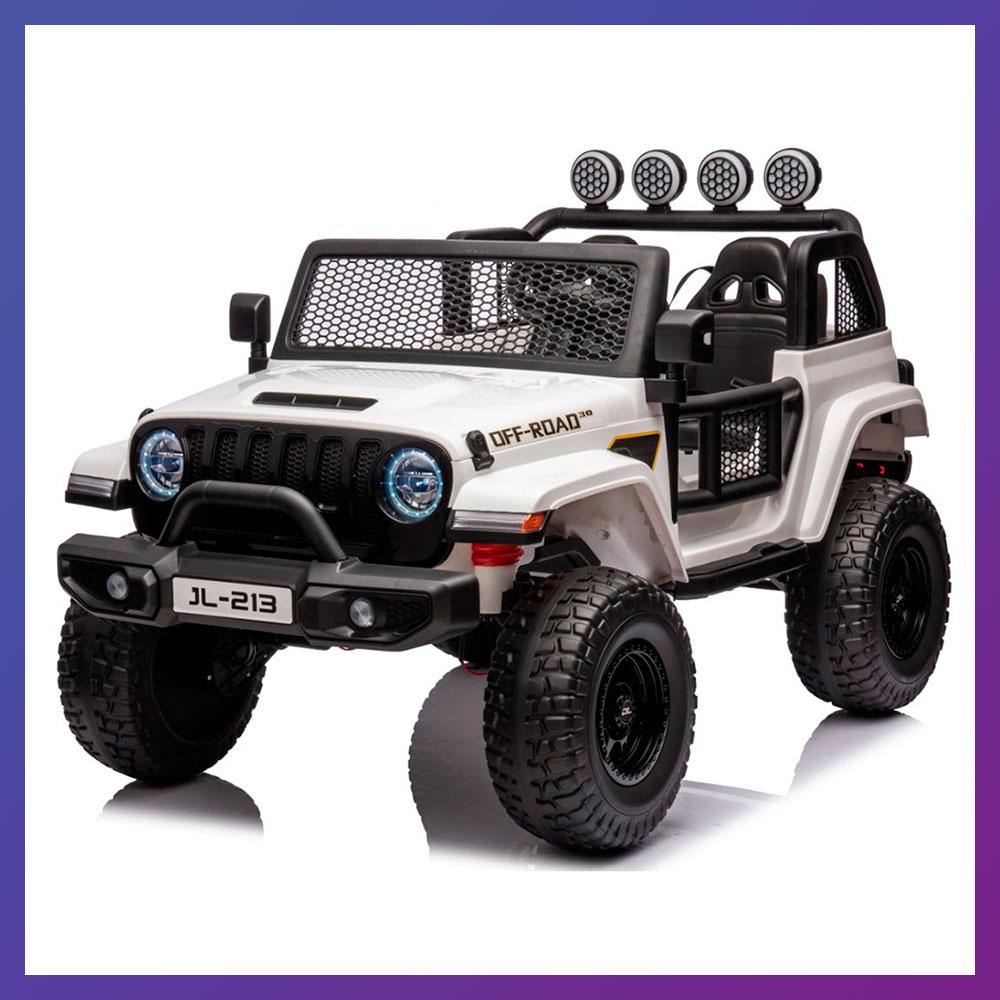 Дитячий електромобіль на акумуляторі двомісний Джип Jeep M 5780 з пультом р/у для дітей 3-8 років Білий