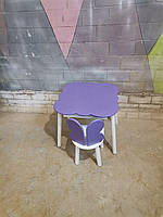 Детский столик облако и стульчик Бабочка Фиолетовый + Белый МДФ