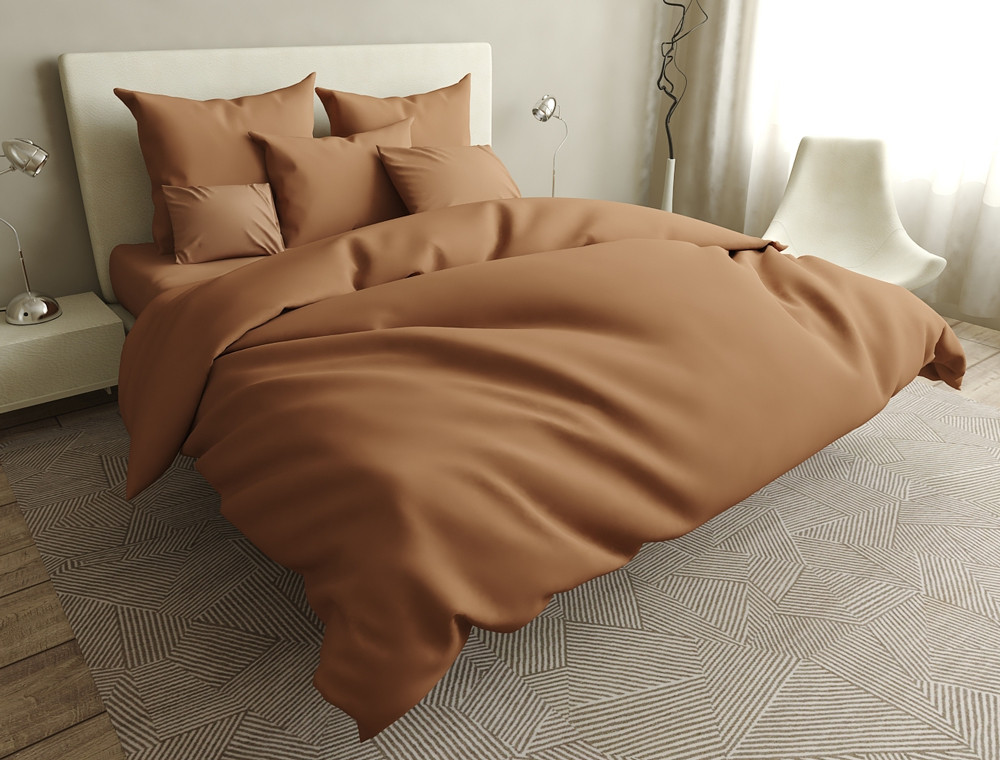 Темно бежева однотонна тканина 220 см для постільної білизни Бязь Gold Lux, рулон 50м, Пакістан