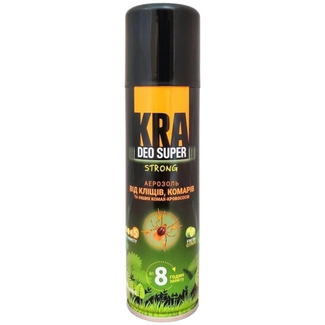 Аерозоль репелент КRА DEO STRONG від комарів, москітів і кліщів (цитрус) 150мл (дета 28%) 1/12/48шт