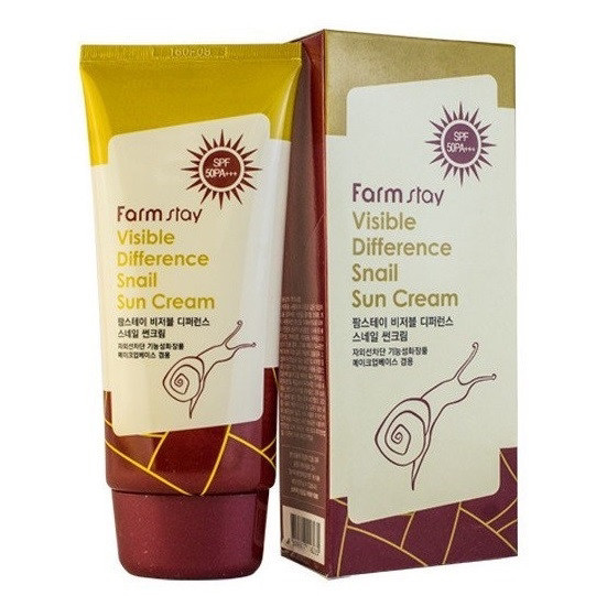 Сонцезахисний крем з екстрактом равлика SPF50+ PA+++ FARMSTAY Visible Difference Snail Sun Cream