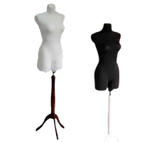 Манекен 50\44\XL женский портновский пенопластовый брючный на деревянной ножке черный , белый