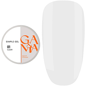 Гель для нарощування GaMa Simple Gel №001 Clear, 15 мл прозорий