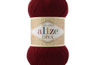Пряжа Alize Diva (ализе дива) (летняя пряжа для вязания)- 57 бордовый
