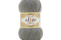 Пряжа Alize Diva (ализе дива) (летняя пряжа для вязания)- 87 угольно-серый