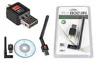 USB Wi-Fi сетевой адаптер Wi Fi 802.11n с внешней антенной Чёрный