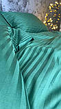 Комплект постільної білизни страйп-сатин півтораспальний смарагдовий, фото 7