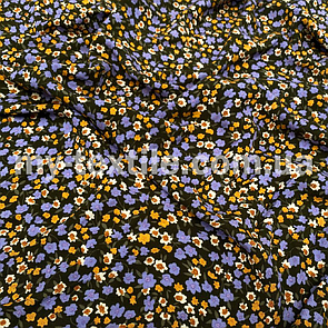 Штапель прінтованний Квіти на хакі