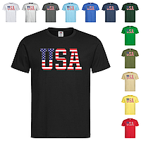 Черная мужская/унисекс футболка С надписью США (26-1-5)