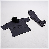 Футболка штани спортивний однотонний графіт костюм двонитка чоловічий жіночий, молодіжні спортивні костюми libr
