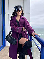 Женское кашемировое пальто цвета баклажан 26935 VF 42/46
