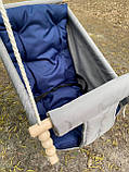 Дитяча тканинна водонепроникна підвісна гойдалка "2 в 1 0+" Гамак-Гойдалка для дому та вулиці Сірий, фото 3