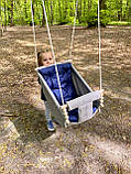 Дитяча тканинна водонепроникна підвісна гойдалка "2 в 1 0+" Гамак-Гойдалка для дому та вулиці Сірий, фото 4