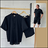 Классический летний мужской костюм шорты рубашка муслин, мужские костюмы шорты и футболка libr