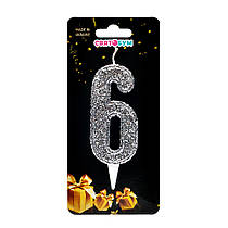 Свічка-цифра "6" срібло магічне